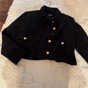 J. Crew Black Coat with Gold Accents